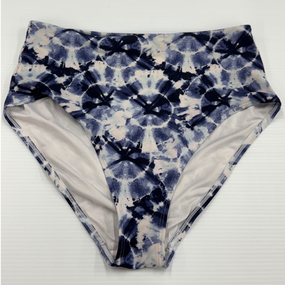 Old Navy Womens Blue White Tie Dye High Waisted Bikini Bottoms Size M